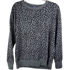 Splendid Grey Animal Print Crewneck Loungewear Pullover Sweatshirt Size Small